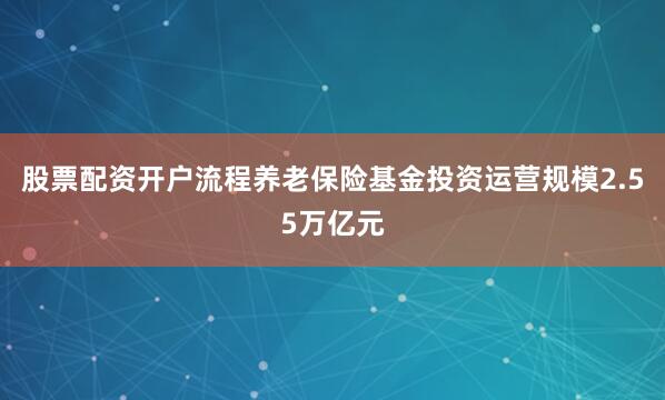 股票配资开户流程养老保险基金投资运营规模2.55万亿元